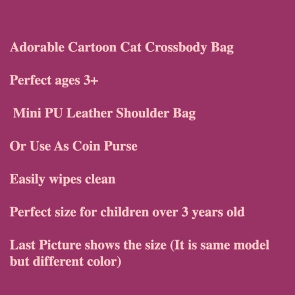 Cartoon Cat Crossbody bag - Mini PU Leather Shoulder Bag - Perfect ages 3+ - Picture 2 of 6